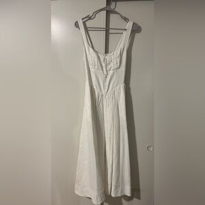 Reformation White Midi Linen Dress